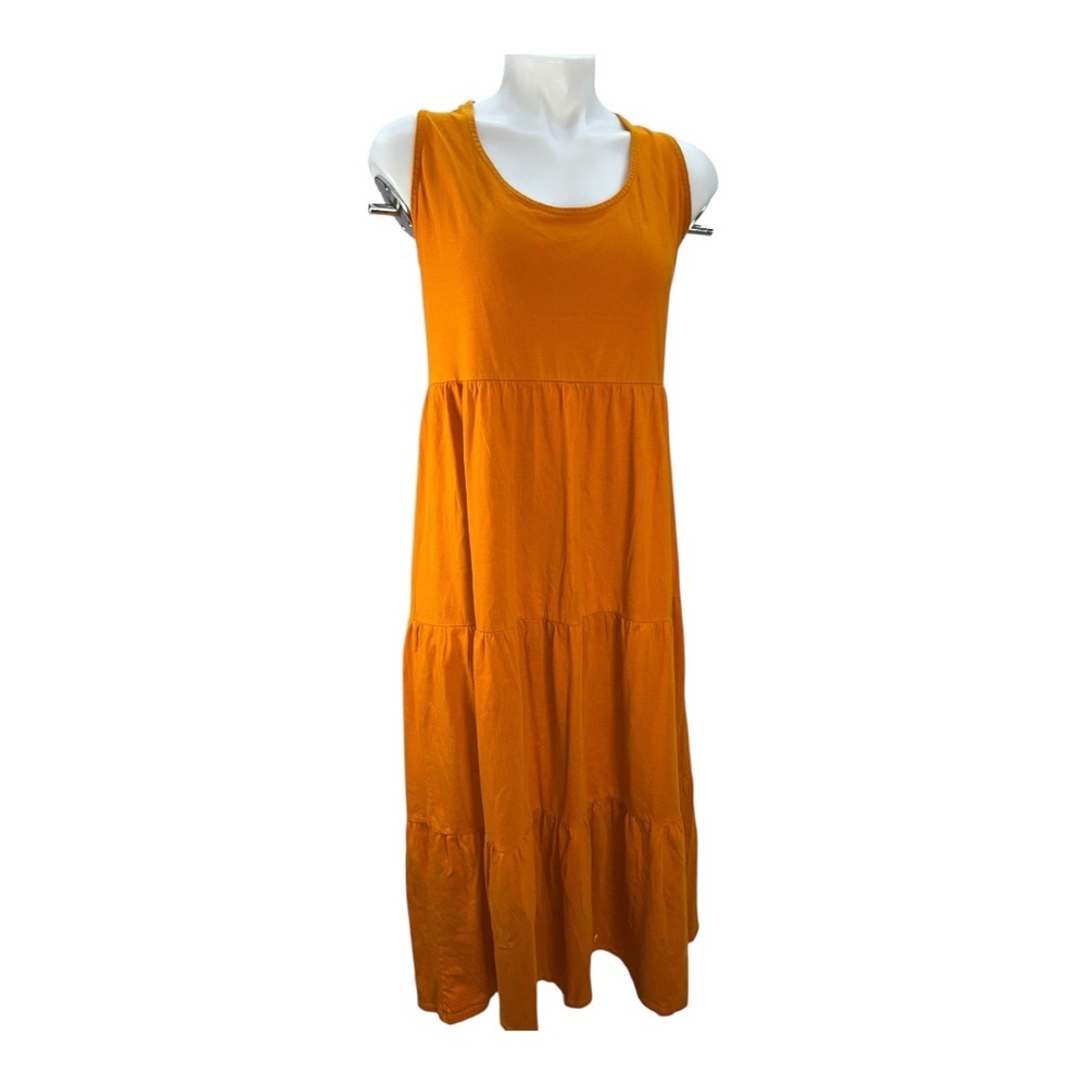 J.Crew Women's Bronze Orange Sleeveless Cotton Tiered Maxi Dress Size L Cotton - Picture 2 of 12